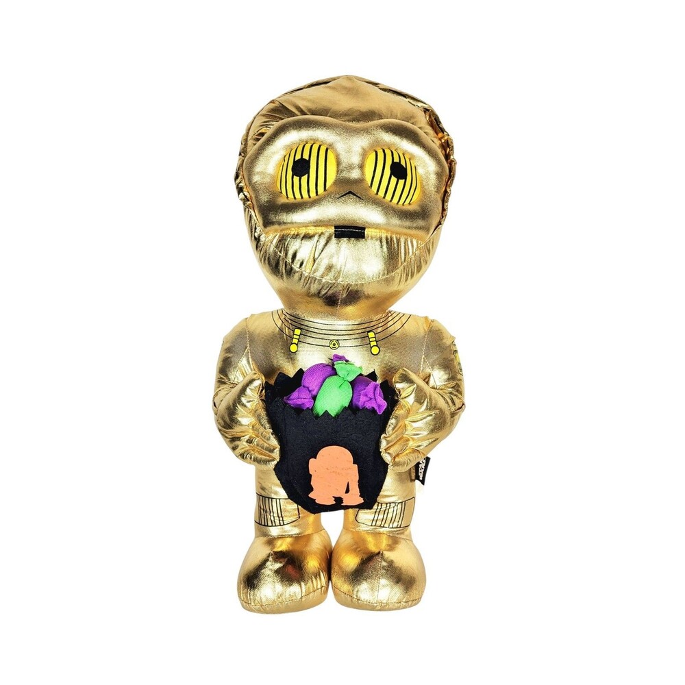 Star Wars C3PO Halloween Trick or Treat Gemmy Gold Metallic Lucas LTD Plush Doll